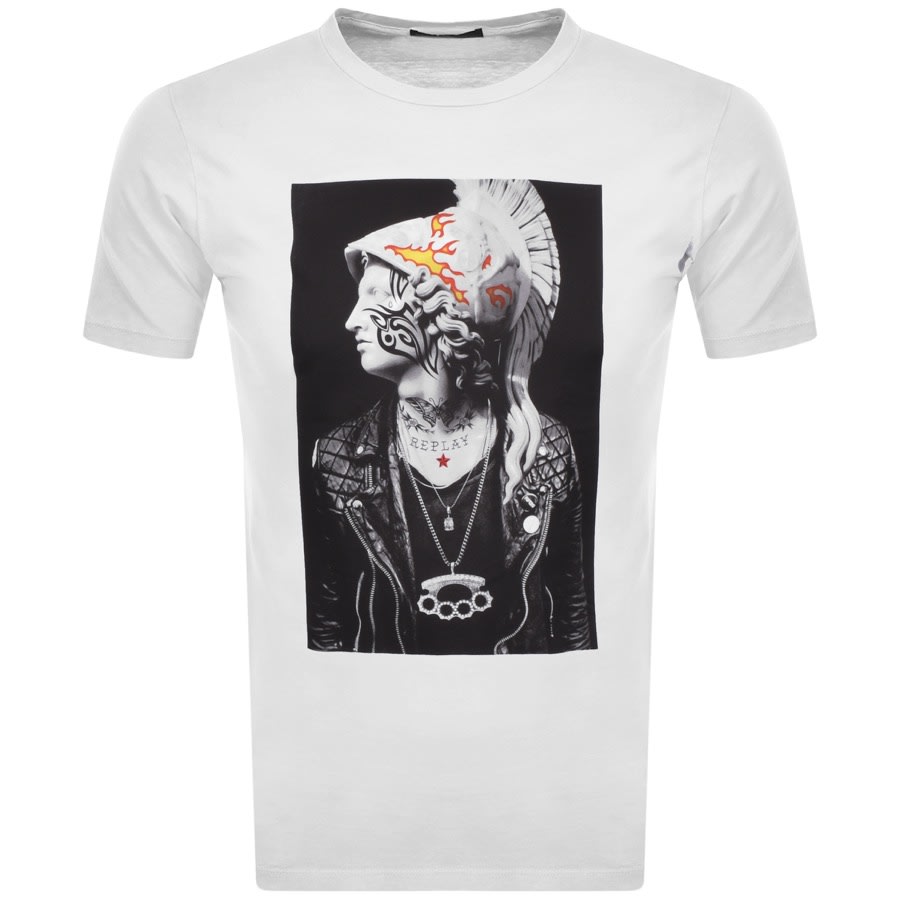 Alternative Image for ProductReplay Logo Crew Neck T Shirt White1